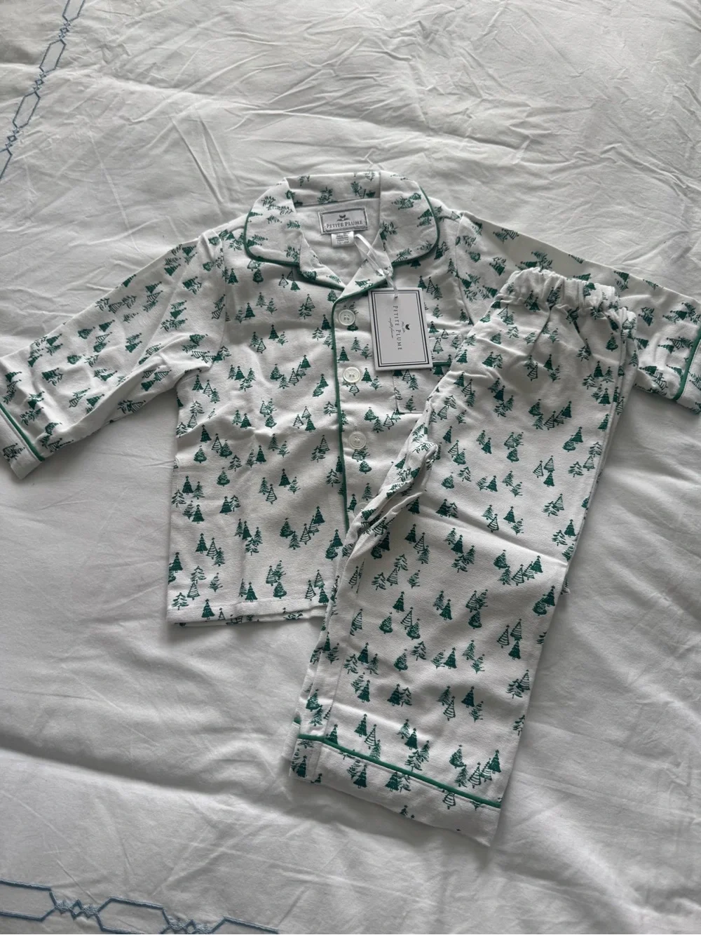 Petite Plume Christmas trees Pajama Set NWT 12-18 month